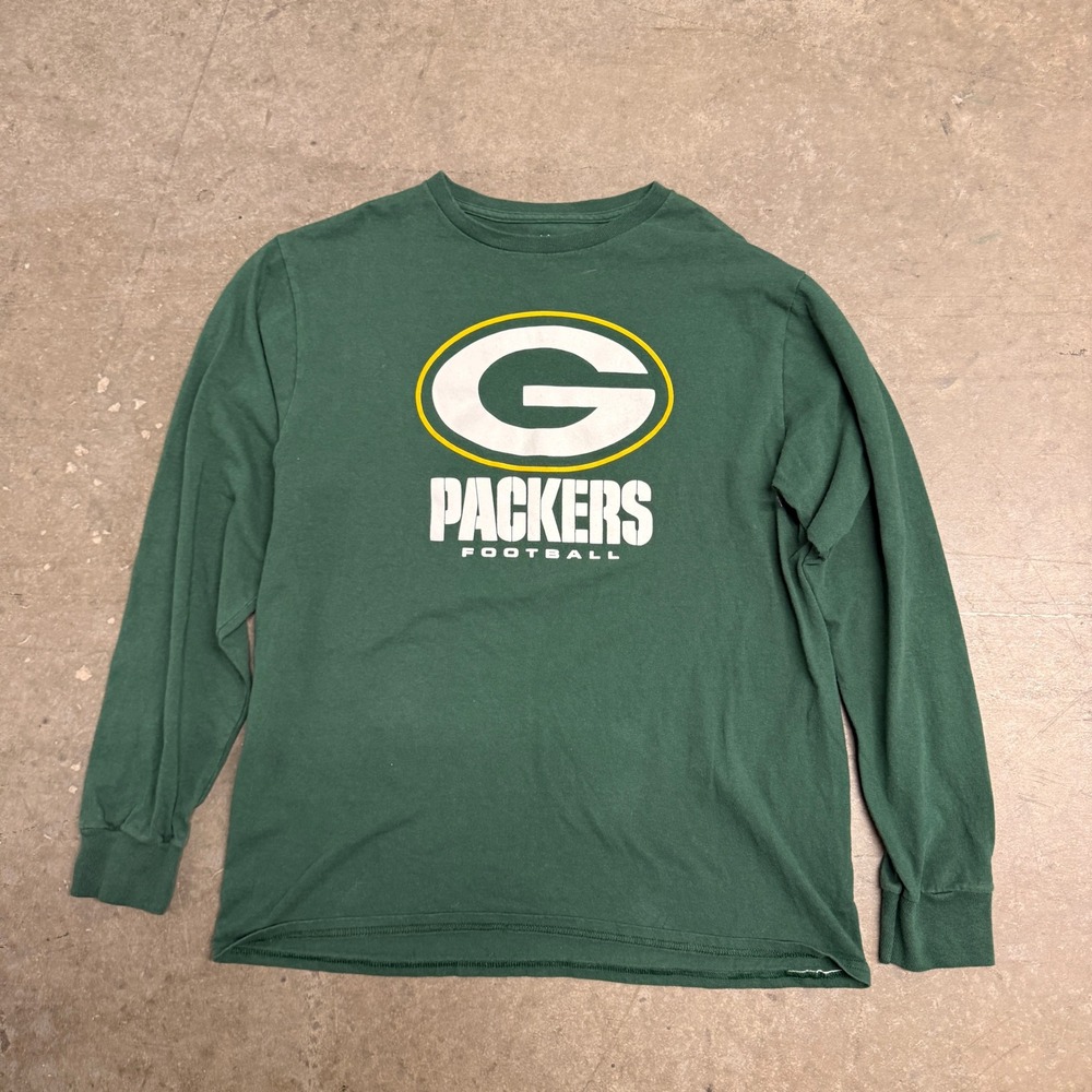 Majestic Green Bay Packers Long Sleeve Shirt Mens Medium Green NFL Football Tee